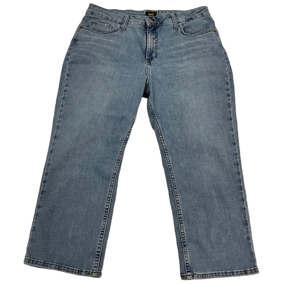 Women's Lee Light Wash Straight Leg Denim Jeans Stretch Size 14M - Picture 1 of 6